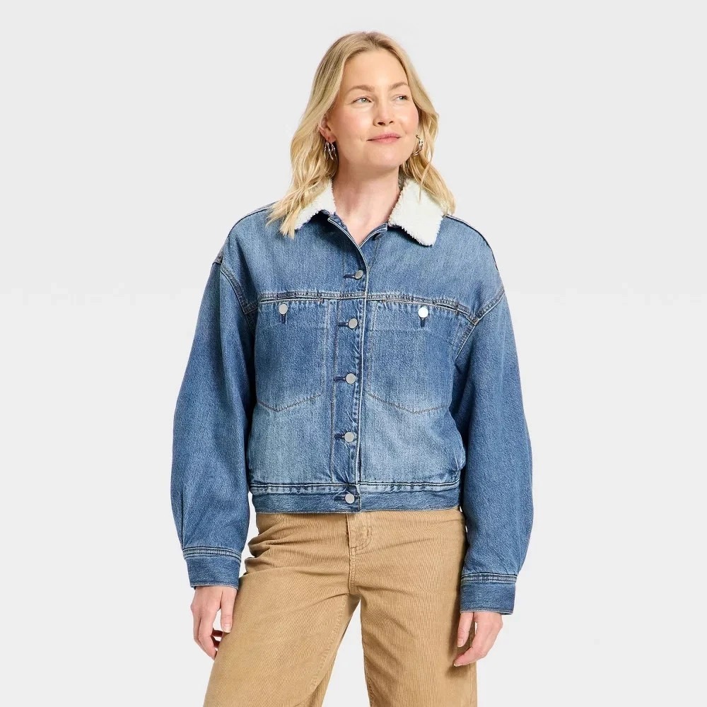 Universal Thread Women's Bubble Denim Jacket Side Pockets Cotton XL